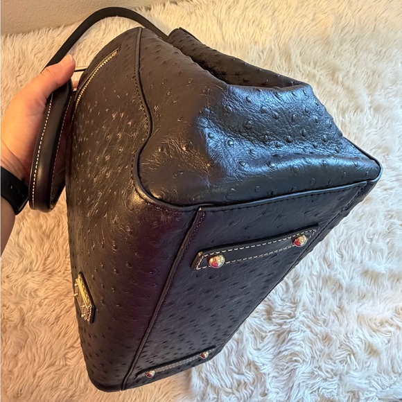 Dooney & Bourke Black Ostrich texture Leather Handbag - Picture 14 of 16